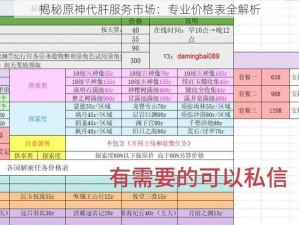 揭秘原神代肝服务市场：专业价格表全解析