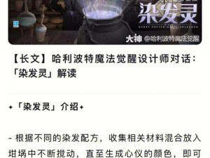 哈利波特魔法觉醒：染发灵配方揭秘与分享