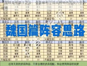 三国群英传霸王之业：全面解析三国兵种特色与战力分布指南