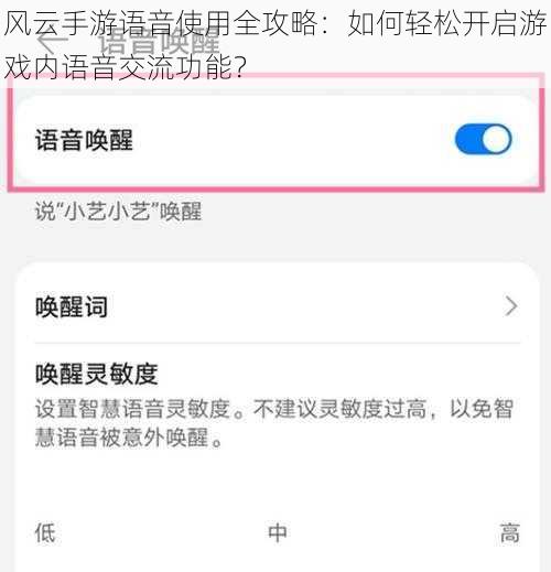风云手游语音使用全攻略：如何轻松开启游戏内语音交流功能？