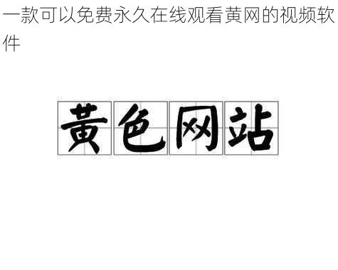 一款可以免费永久在线观看黄网的视频软件