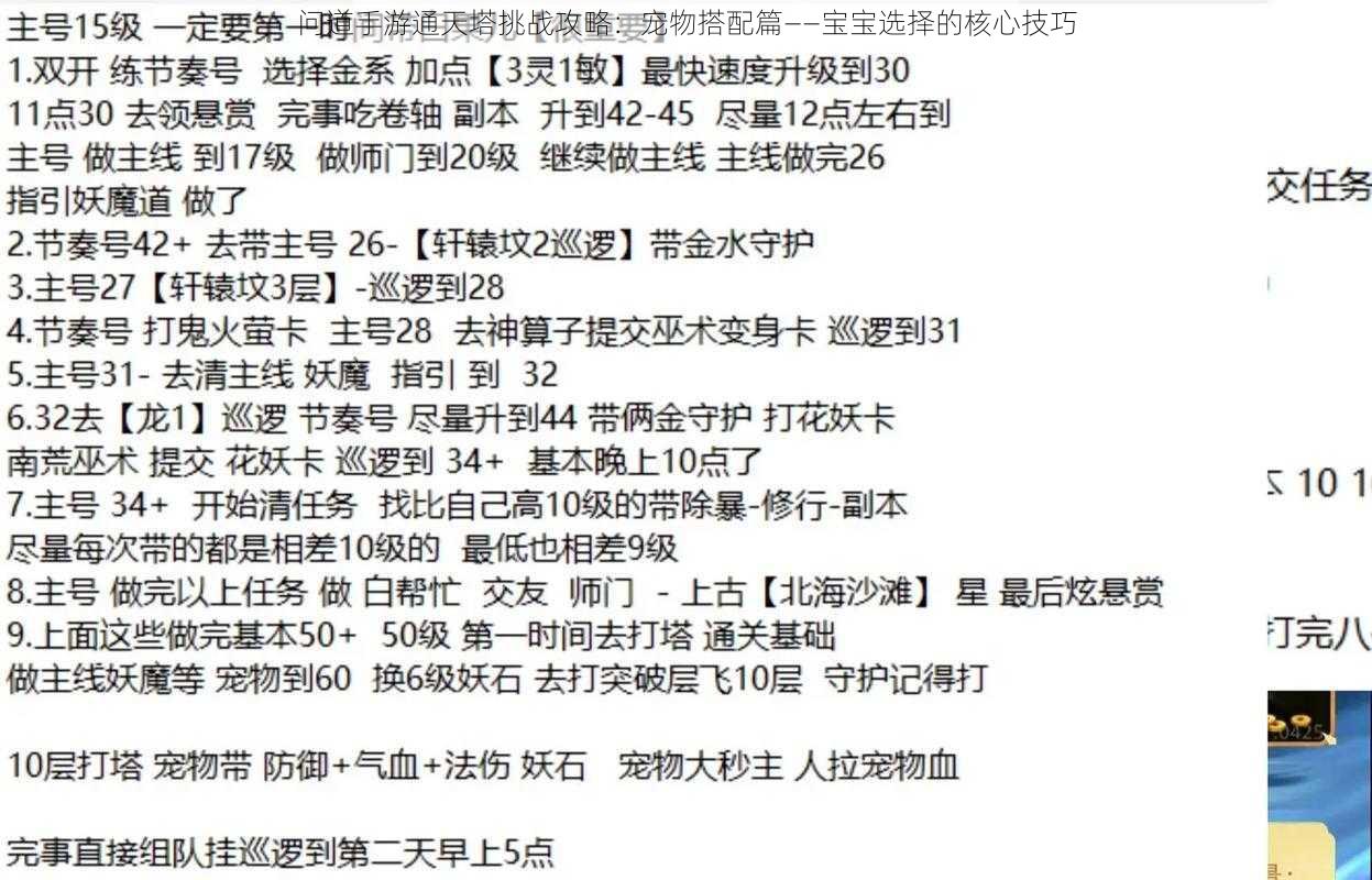 问道手游通天塔挑战攻略：宠物搭配篇——宝宝选择的核心技巧