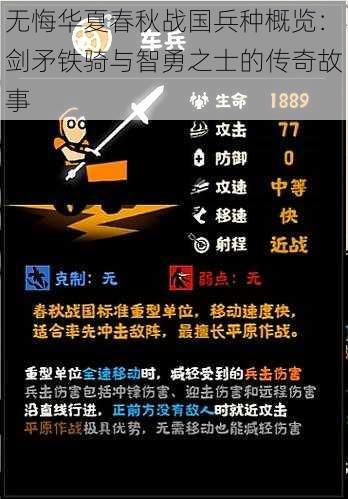 无悔华夏春秋战国兵种概览：剑矛铁骑与智勇之士的传奇故事