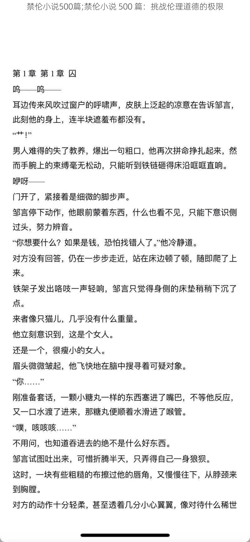 禁伦小说500篇;禁伦小说 500 篇：挑战伦理道德的极限