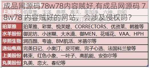 成品网源码78w78内容贼好,有成品网源码 78w78 内容贼好的网站，会涉及侵权吗？