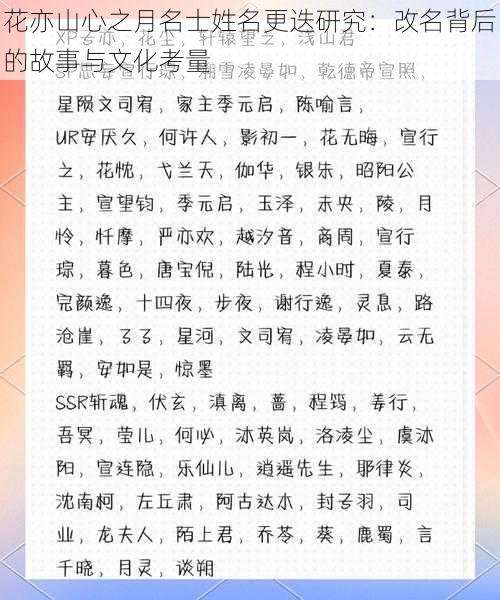 花亦山心之月名士姓名更迭研究：改名背后的故事与文化考量