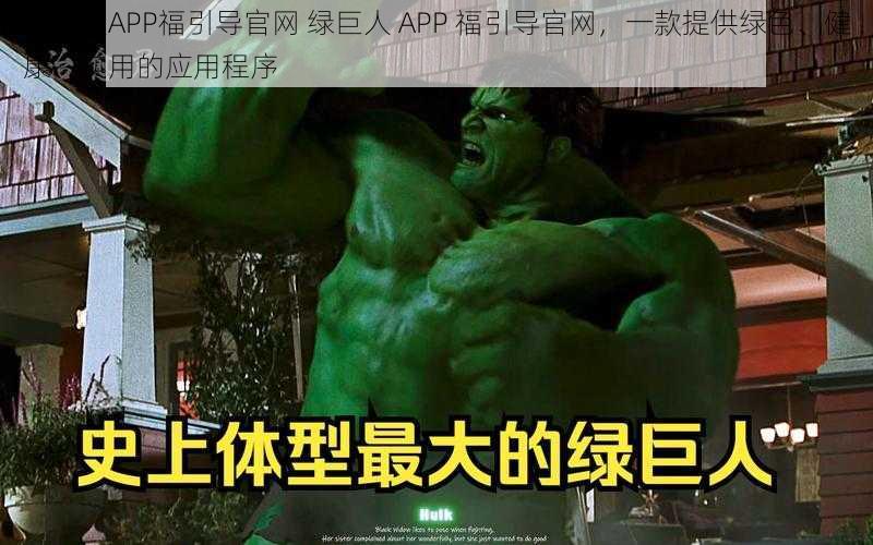 绿巨人APP福引导官网 绿巨人 APP 福引导官网，一款提供绿色、健康、实用的应用程序