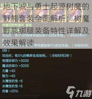 地下城与勇士起源树魔的野熊套装全面解析：树魔野熊绑腿装备特性详解及效果解读