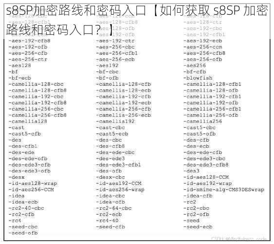 s8SP加密路线和密码入口【如何获取 s8SP 加密路线和密码入口？】