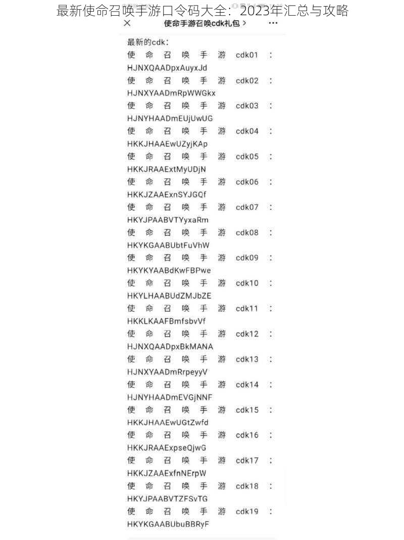 最新使命召唤手游口令码大全：2023年汇总与攻略