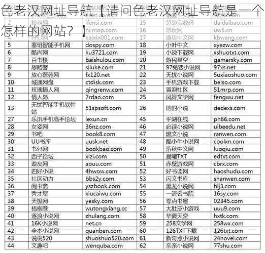 色老汉网址导航【请问色老汉网址导航是一个怎样的网站？】