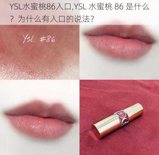 YSL水蜜桃86入口,YSL 水蜜桃 86 是什么？为什么有入口的说法？