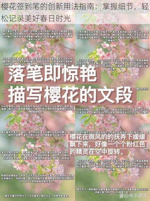 樱花签到笔的创新用法指南：掌握细节，轻松记录美好春日时光